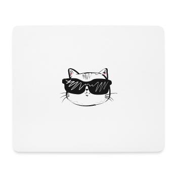 Cool Cat avec lunettes de soleil - Tapis de souris (format paysage) - blanc - Devant