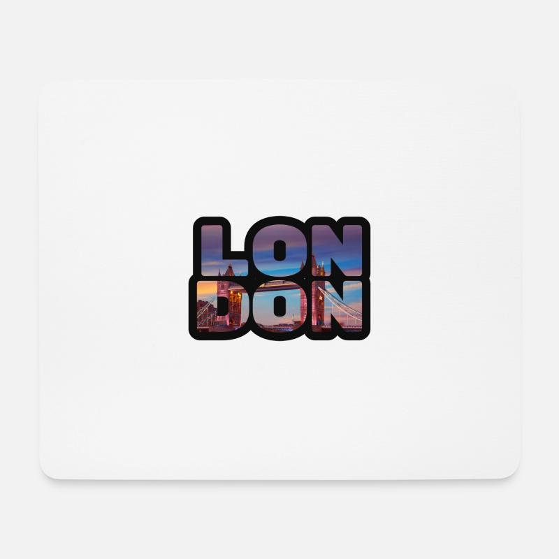 Londoner Skyline in Buchstaben - Mousepad (Querformat) - Weiß