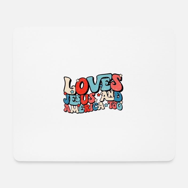 Loves Jesus and America too christian motivec - Mousepad (Querformat) - Weiß