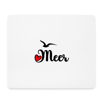 Meer mit Herz und Möwe - schwarz - Mousepad (Querformat) - Weiß - Vorne