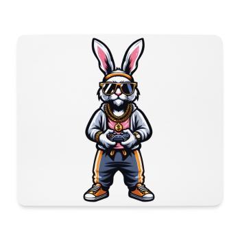 Lapin de Pâques Gamer pour les nerds et les joueurs - Tapis de souris (format paysage) - blanc - Devant