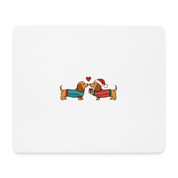 Dackel verliebt in Weihnachtspullovern - Mousepad (Querformat) - Weiß - Vorne