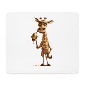 Girafe Bière Drôle - Tapis de souris (format paysage) - blanc - Devant