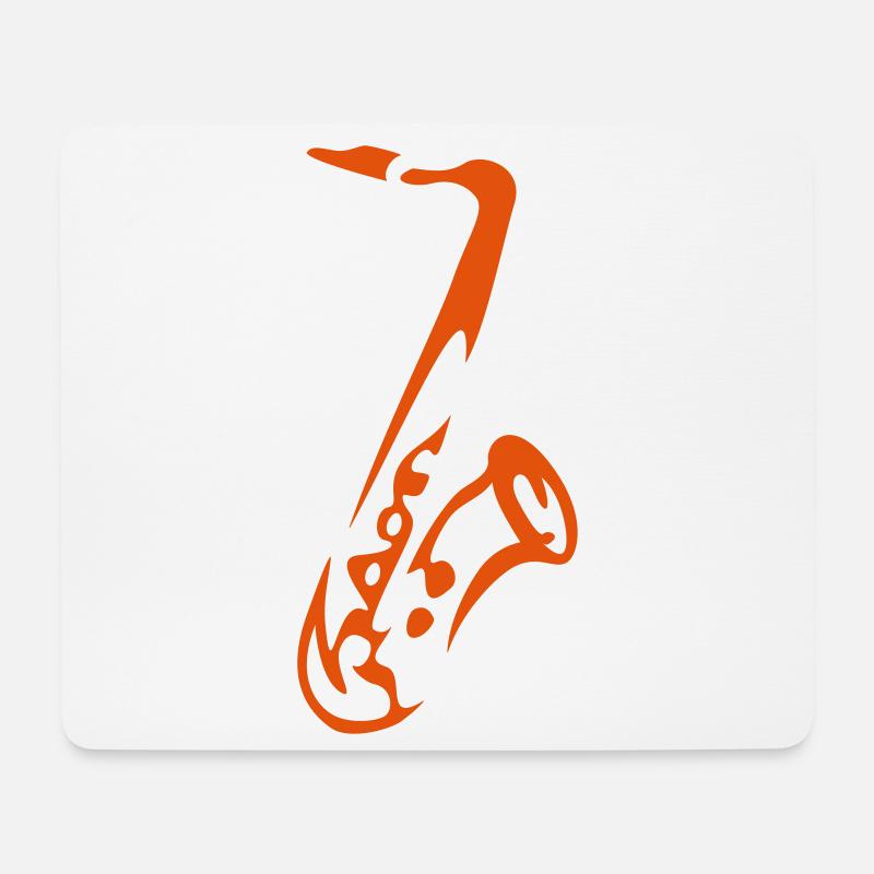 Saxy - Expressive Saxophon Silhouette Design - Mousepad (Querformat) - Weiß