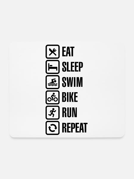 Eat sleep swim bike run repeat - triathlon - Mousepad (Querformat) - Weiß