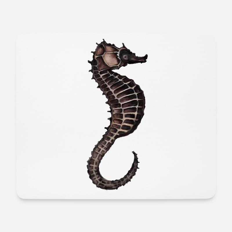 Watercolor Seahorse Pattern - Mouse Pad (horizontal) - white