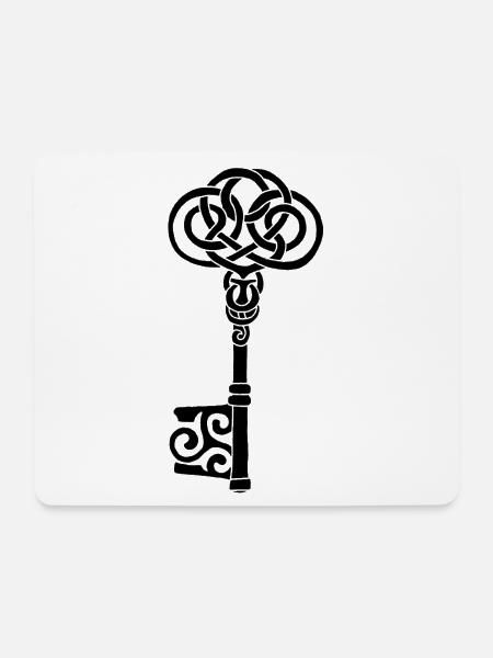 Schwarzer keltischer Schlüssel - Mousepad (Querformat) - Weiß