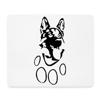 Schäferhund Kopf u. Pfote Design für Shirt u Hoody - Mousepad (Querformat) - Weiß - Vorne