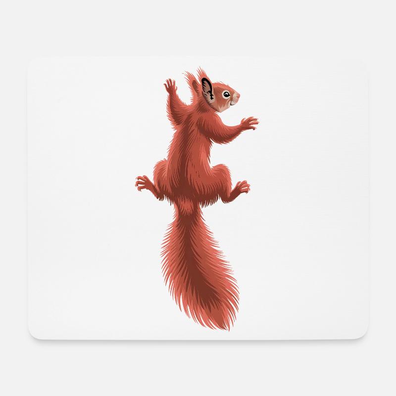 Süßes kletterndes rotes Eichhörnchen - Mousepad (Querformat) - Weiß