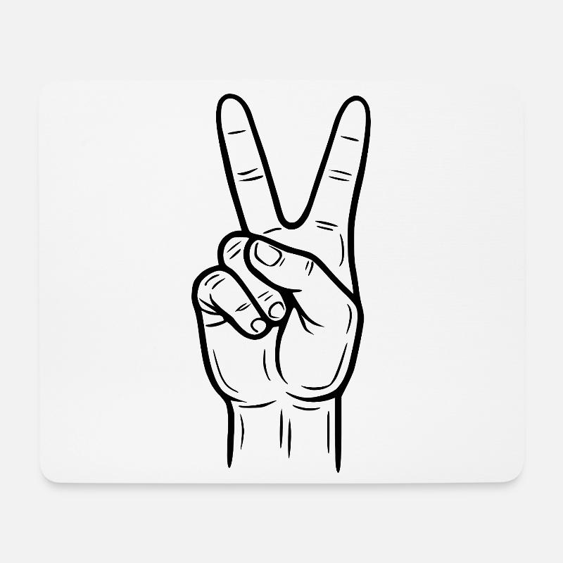 Peace Handzeichen – Victory Symbol - Mousepad (Querformat) - Weiß
