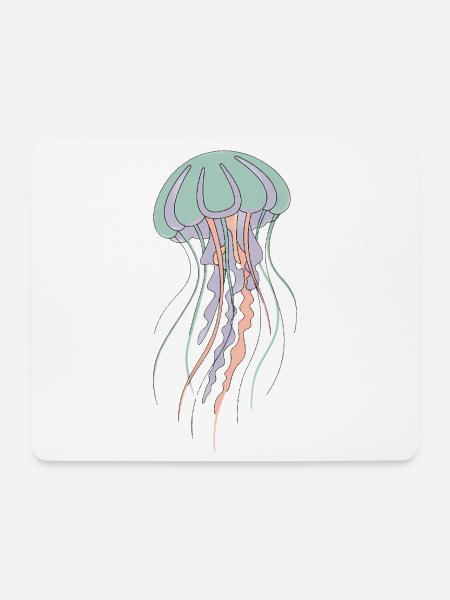 Pastellqualle Illustration - Mousepad (Querformat) - Weiß