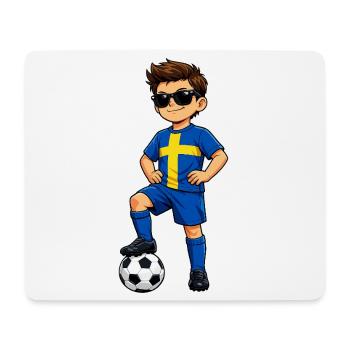 Soccer Boy Sweden Fan Swedish Flag - Mouse Pad (horizontal) - white - Front