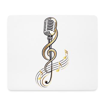 Microphone avec clé de sol – motif musical - Tapis de souris (format paysage) - blanc - Devant