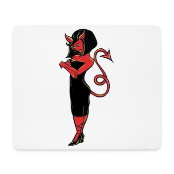 Teuflische Eleganz in rotem Kleid - Mousepad (Querformat) - Weiß - Vorne