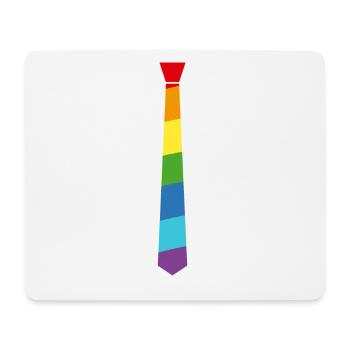 Regenbogen Krawatte - Fahne - Flagge - Gay Pride - Mousepad (Querformat) - Weiß - Vorne