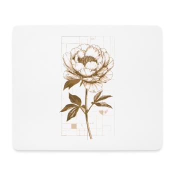 Imprimé en pivoine en fleur d’or - Tapis de souris (format paysage) - blanc - Devant