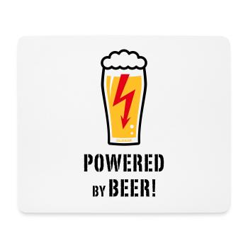 Powered By Beer! (Bier / Blitz / POS) - Mousepad (Querformat) - Weiß - Vorne