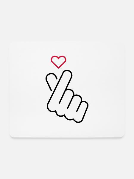 Liebe - Handzeichen mit Herz - Mousepad (Querformat) - Weiß