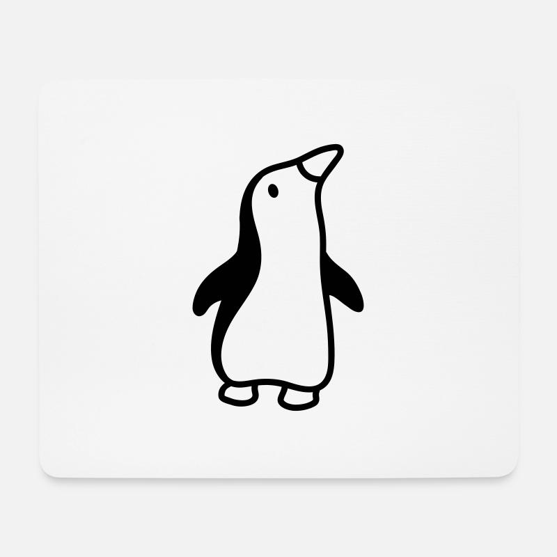 Pinguin sieht hoch - line - Mousepad (Querformat) - Weiß