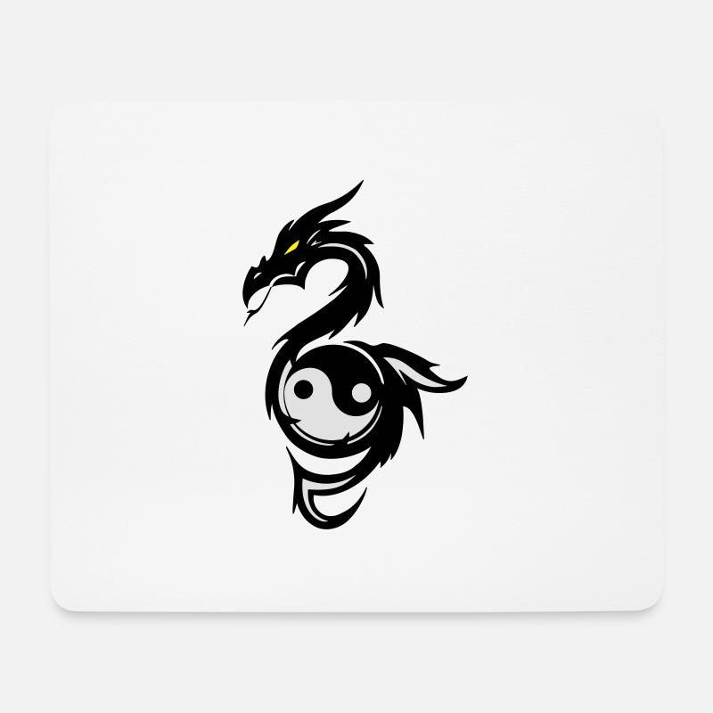 Dragon Ying & Yang - Mousepad (Querformat) - Weiß