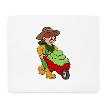 Gardener with wheelbarrow - Mouse Pad (horizontal) - white - Front