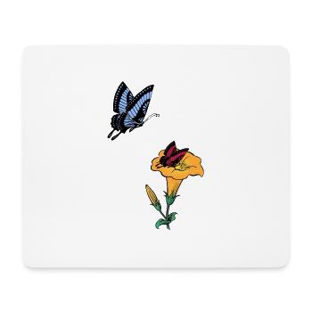 Flowers butterflies spring nature - Mouse Pad (horizontal) - white - Front