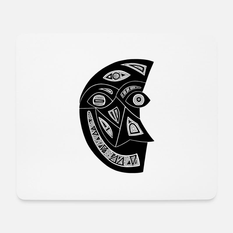 Maske Totem Mond Halb Grinsen Geist Nacht - Mousepad (Querformat) - Weiß