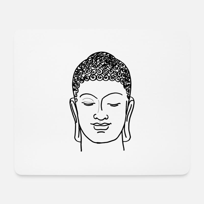 Buddah Kopf - Mousepad (Querformat) - Weiß