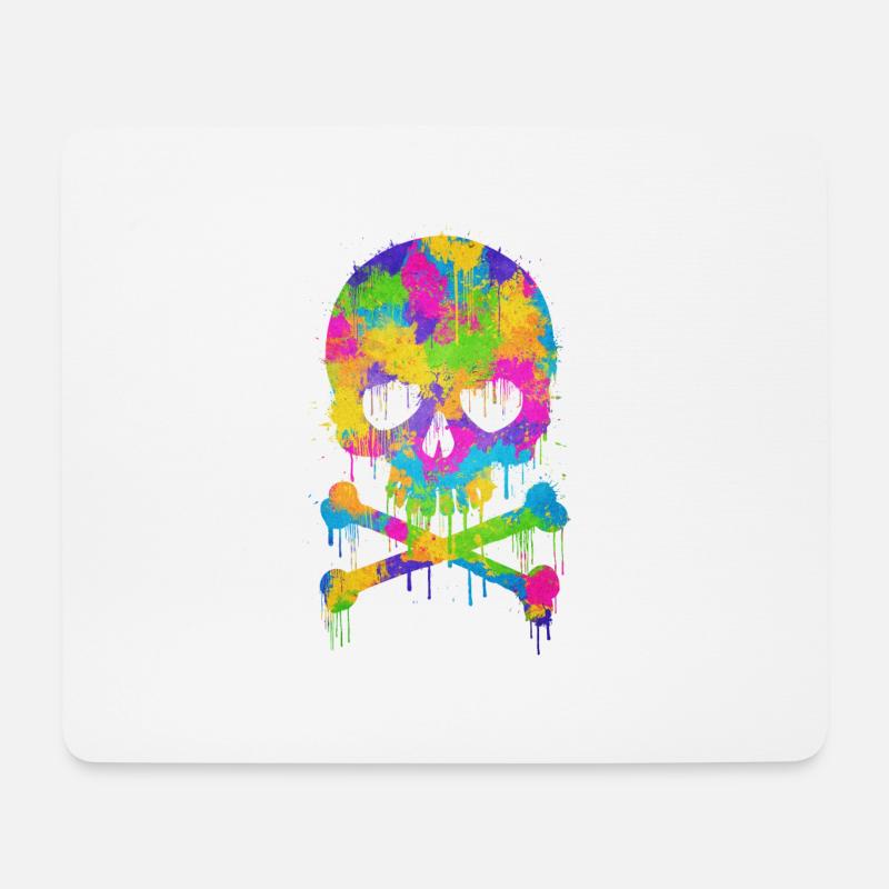 Trendy & Cool Abstract Graffiti Skull - Mouse Pad (horizontal) - white