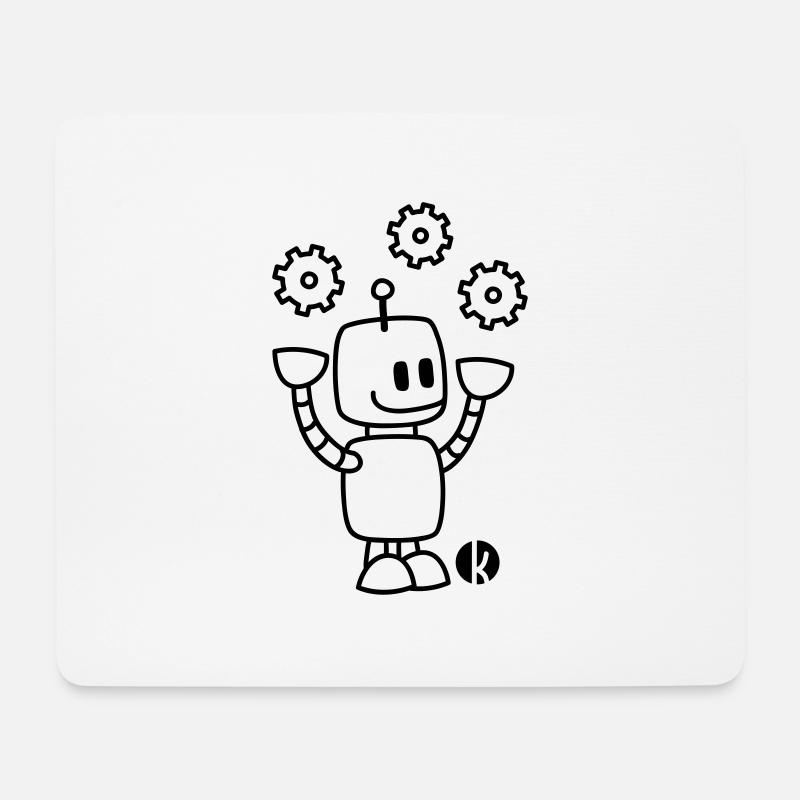 Happy Juggling Robot - Mousepad (Querformat) - Weiß