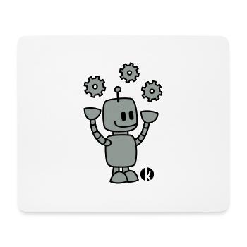 Happy Robot (2c) - Tapis de souris (format paysage) - blanc - Devant