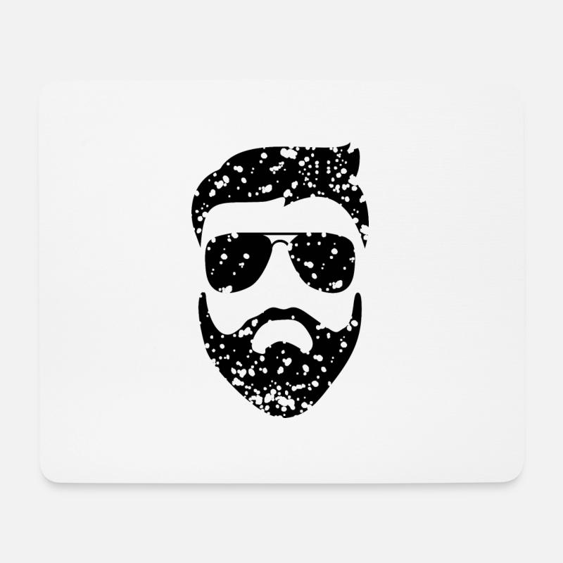 Mann mit Brille und Bart - Mousepad (Querformat) - Weiß