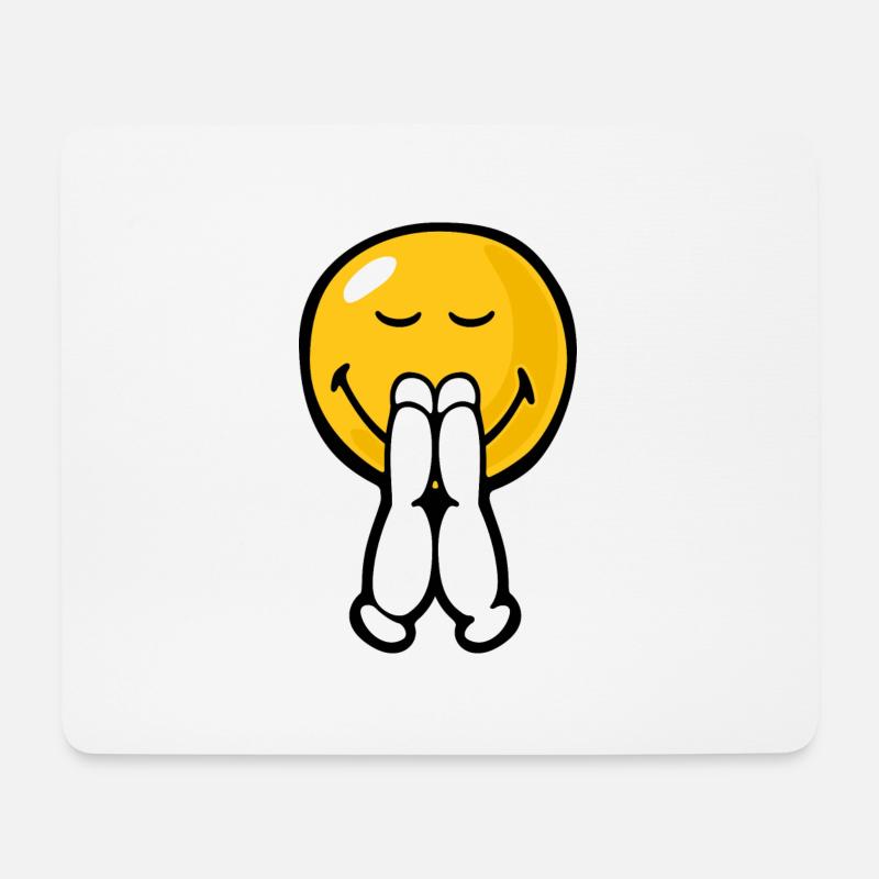 Smiley Pray - Mousepad (Querformat) - Weiß
