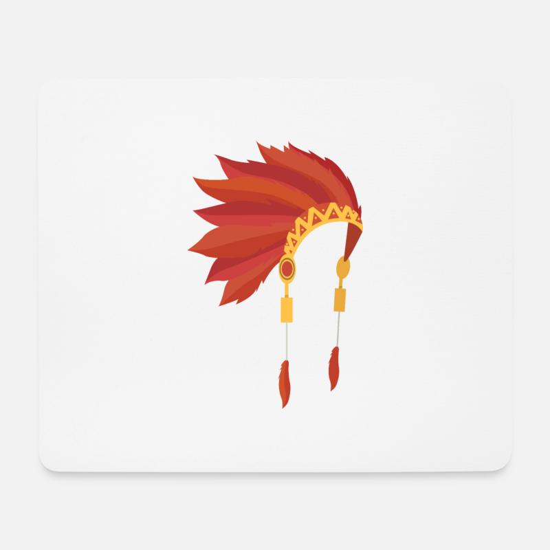 Indianer Kopfschmuck - Mousepad (Querformat) - Weiß