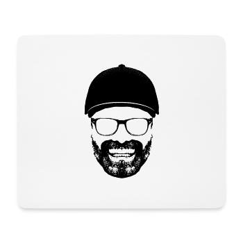 Lustiger Grinsemann Jürgen Cap Brille Bart Zähne - Mousepad (Querformat) - Weiß - Vorne
