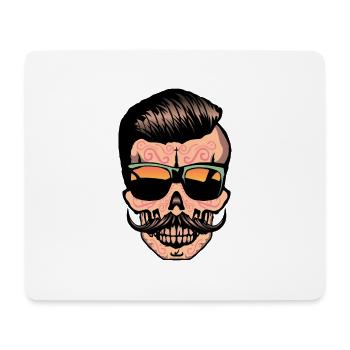 mexikanischen hipster Totenkopf Schnauzbart - Mousepad (Querformat) - Weiß - Vorne