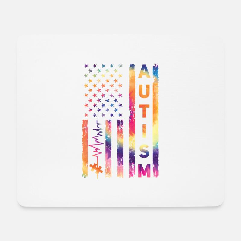 American USA Flag Autism Aware... Autism Awareness - Mousepad (Querformat) - Weiß