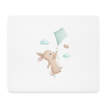 Hase mit Drachen - Mousepad (Querformat) - Weiß - Vorne