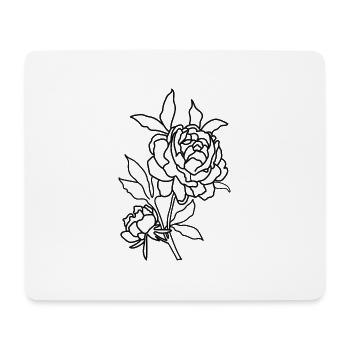 Line Art Rose - Mousepad (Querformat) - Weiß - Vorne
