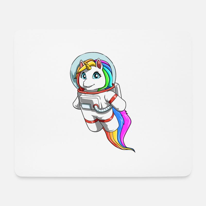 Freundliches Einhorn als Astronaut - Mousepad (Querformat) - Weiß