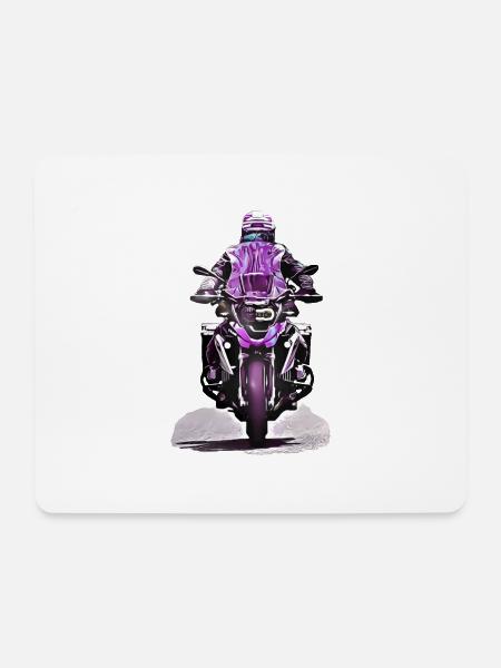 GS Motorradfahrer lila - Mousepad (Querformat) - Weiß