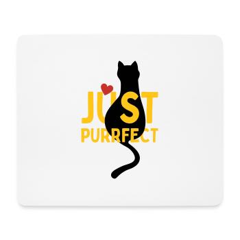 Pfotschafter Design: Just Purrfect chat avec cœur - Tapis de souris (format paysage) - blanc - Devant