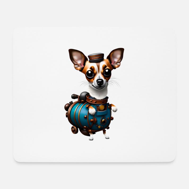 Steampunk Chihuahua - Mousepad (Querformat) - Weiß