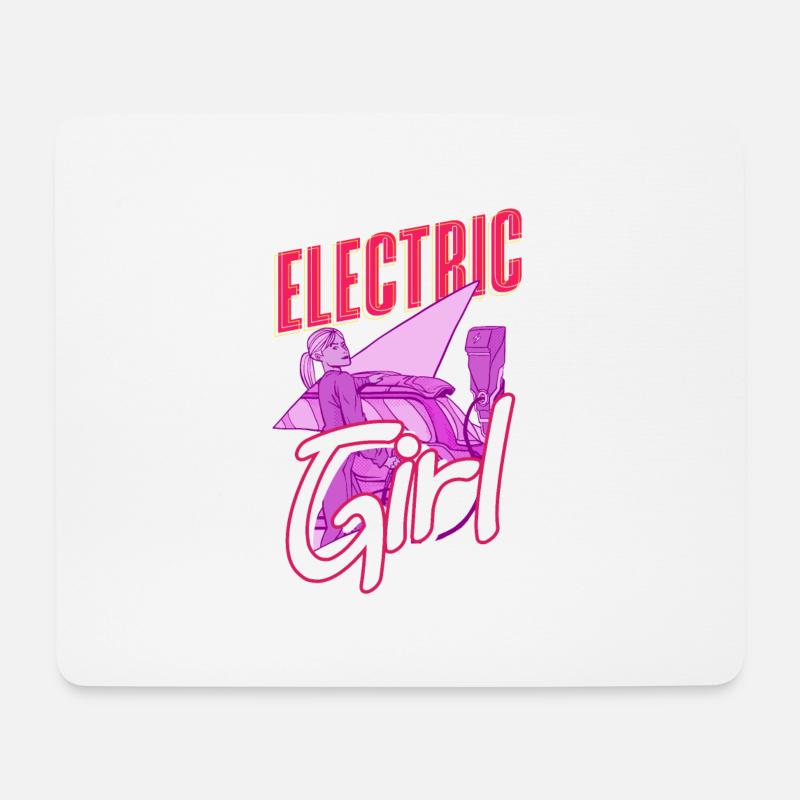 Electric Girl Elektroauto Fahrerin E-Auto - Mousepad (Querformat) - Weiß