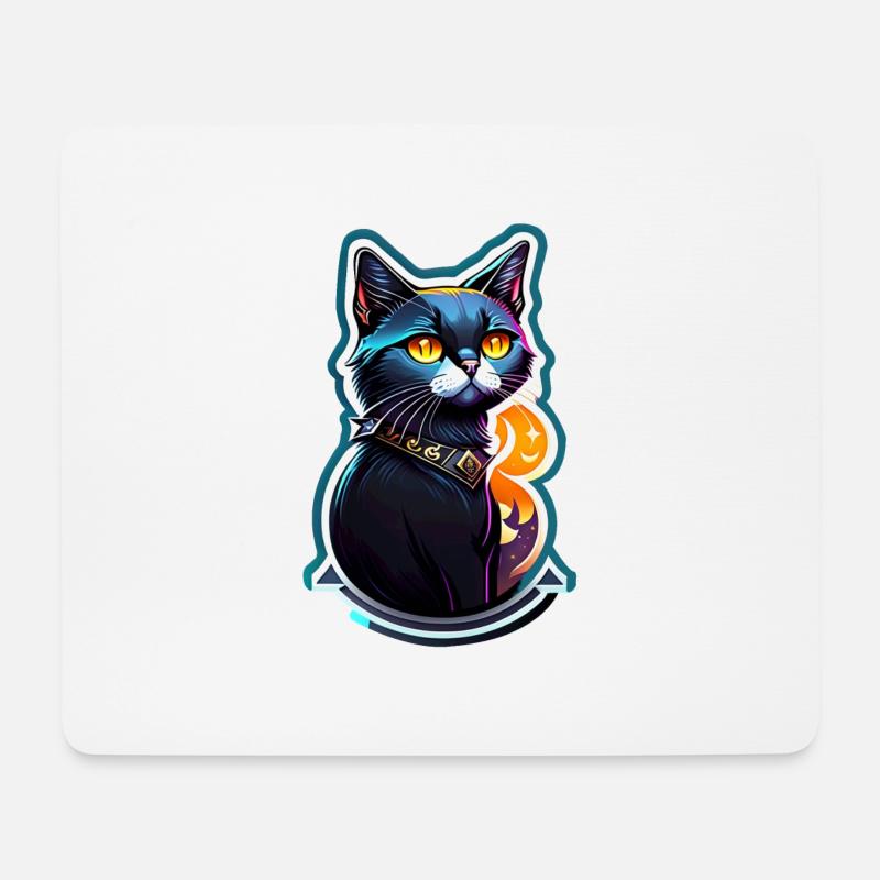 Schwarze Katze und Magie - Mousepad (Querformat) - Weiß