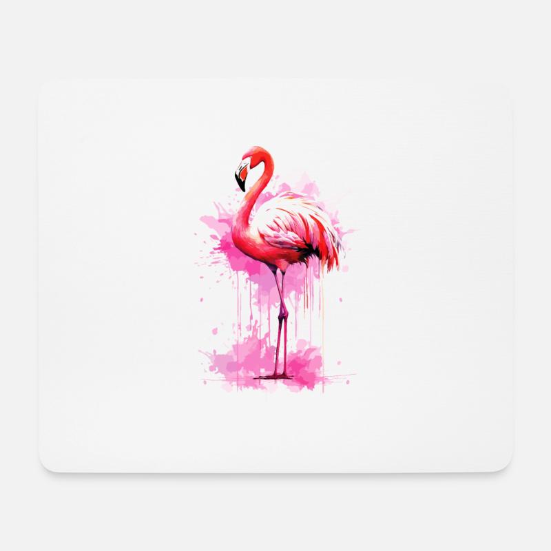 Flamingo Vogel Exotisch Sommer Splash Rosa Pink - Mousepad (Querformat) - Weiß