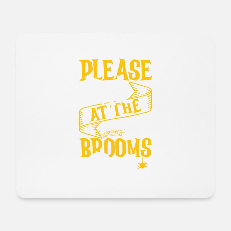 Halloween Besen - Mousepad (Querformat) - Weiß
