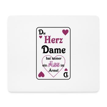 Skat Herz Dame Ass im Ärmel Schrift Mau-Mau - Mousepad (Querformat) - Weiß - Vorne