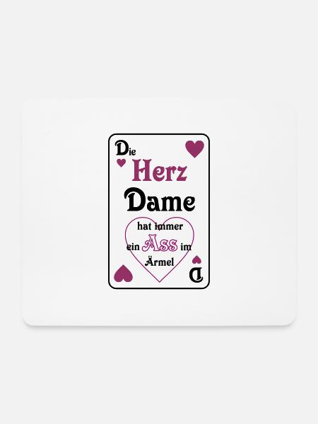 Skat Herz Dame Ass im Ärmel Schrift Mau-Mau - Mousepad (Querformat) - Weiß