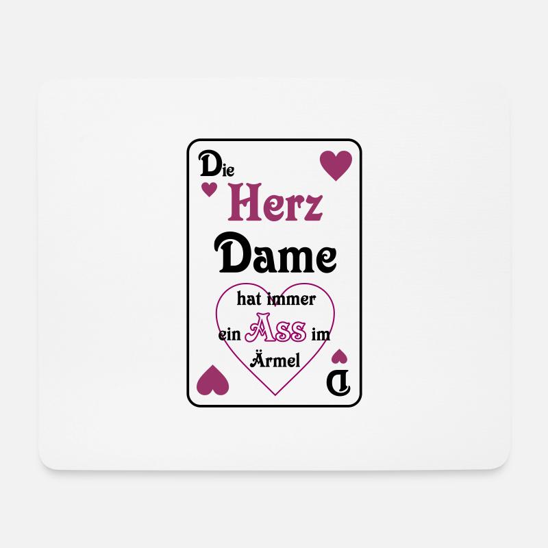 Skat Herz Dame Ass im Ärmel Schrift Mau-Mau - Mousepad (Querformat) - Weiß